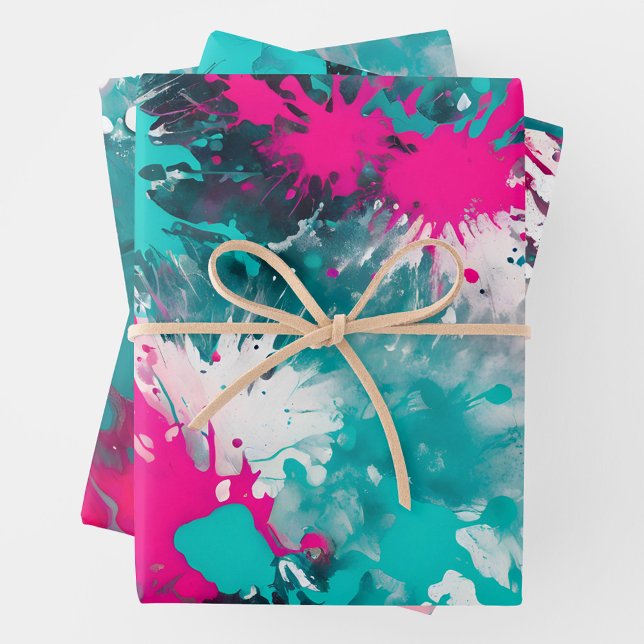 Colourful Splatter Paint Art Wrapping Paper Sheets (Creator Uploaded)