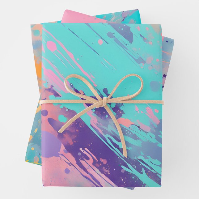 Colourful Splatter Paint Art Wrapping Paper Sheets (Creator Uploaded)