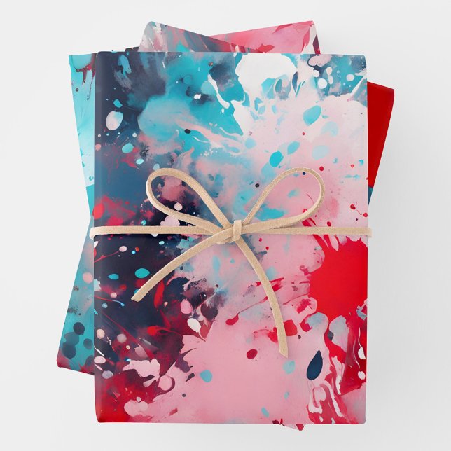 Colourful Splatter Paint Art Wrapping Paper Sheets (Creator Uploaded)