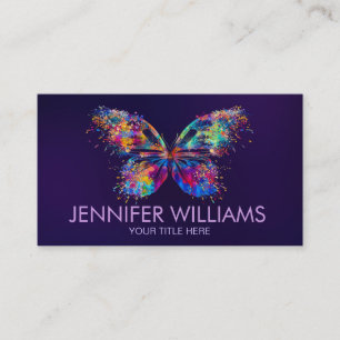 Colourful splatter paint butterfly business card