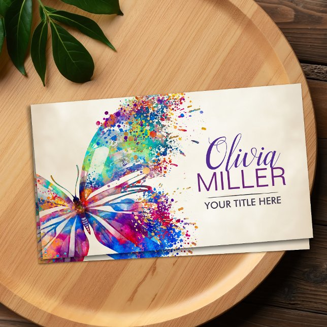 Colourful splatter paint butterfly business card (Creator Uploaded)