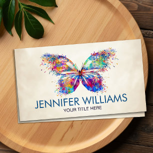 Colourful splatter paint butterfly business card