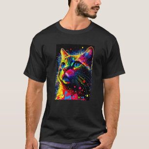 Colourful Splatter Paint Cat - 80s Style Premium T-Shirt