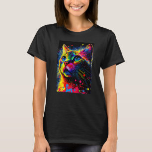 Colourful Splatter Paint Cat - 80s Style Premium T-Shirt