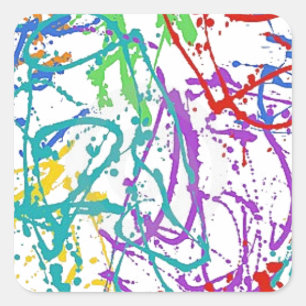 Colourful Splatter Paint Pattern Square Sticker