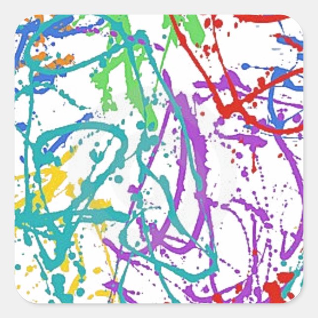 Colourful Splatter Paint Pattern Square Sticker (Front)