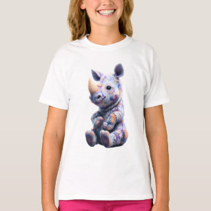 Colourful Splatter Paint Rhino Baby Kids T-Shirt