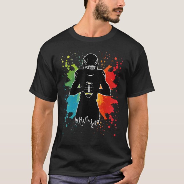 Colourful splatter with American Football Sport T-Shirt (Front)