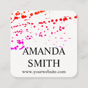 Colourful Splattered Square Business Card