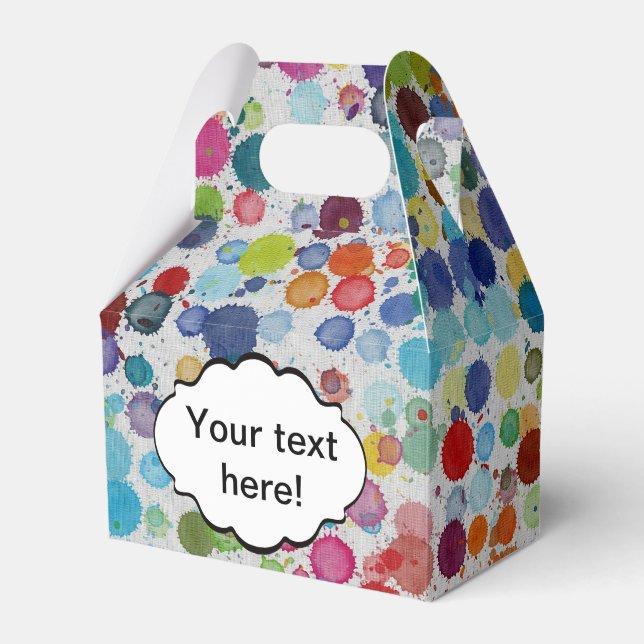 Colourful splatters abstract design favour box (Front Side)