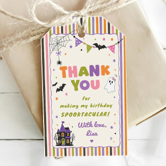 Colourful Spooky Halloween Birthday Thank You Gift Tags