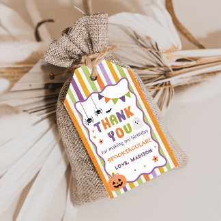 Colourful Spooky Halloween Ghost Birthday Gift Tag