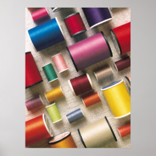 Colourful Spools of Thread Poster