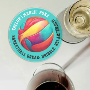 Colourful Sport Basketball Turquoise Slam Dunk Coaster