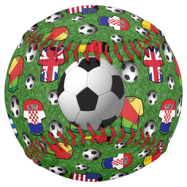 Colourful Sports Shirts and Footballs Softball (Back)