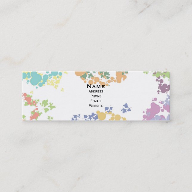 Colourful spots horizontal skinny business card (Front)