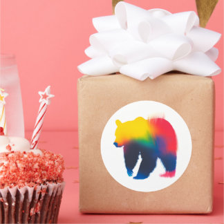 Colourful Spray Paint Bear Silhouette Stickers