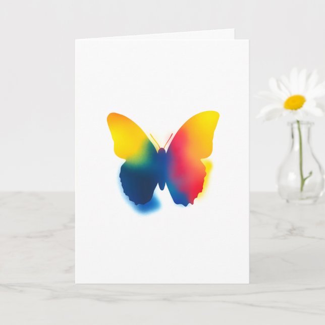 Colourful Spray Paint Butterfly Silhouette Card (Small Plant)