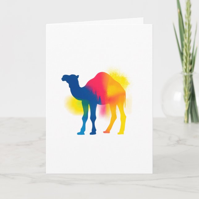 Colourful Spray Paint Camel Silhouette Card (Front)