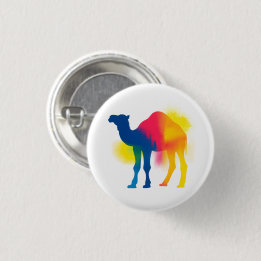 Colourful Spray Paint Camel Silhouette Round Butto 3 Cm Round Badge