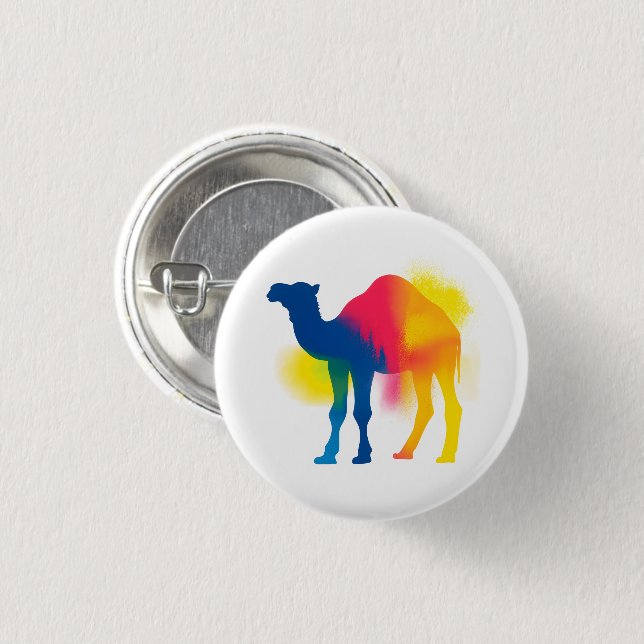 Colourful Spray Paint Camel Silhouette Round Butto 3 Cm Round Badge (Front & Back)