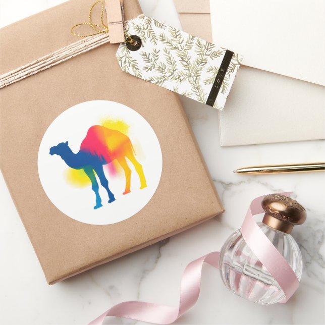 Colourful Spray Paint Camel Silhouette Stickers (Gifting)