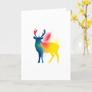 Colourful Spray Paint Deer Silhouette Card