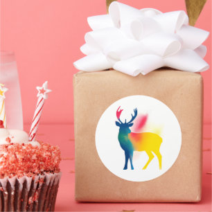 Colourful Spray Paint Deer Silhouette Stickers