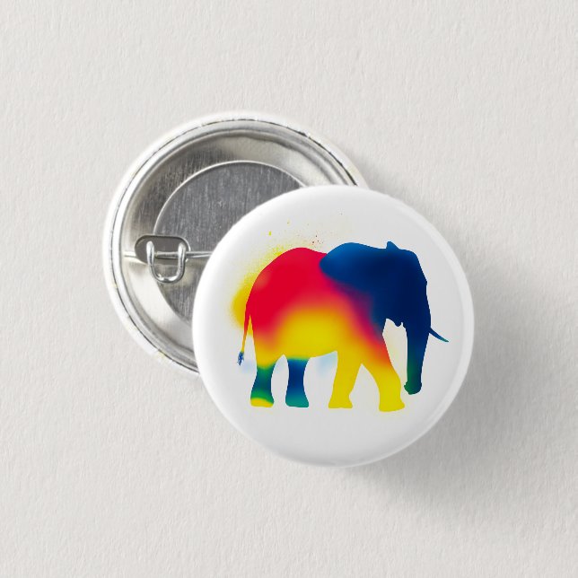 Colourful Spray Paint Elephant Round Button (Front & Back)