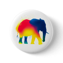Colourful Spray Paint Elephant Round Button