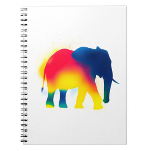 Colourful Spray Paint Elephant Silhouette Notebook