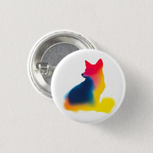Colourful Spray Paint Fox Silhouette Round Button