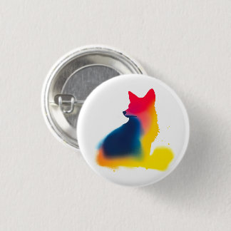 Colourful Spray Paint Fox Silhouette Round Button
