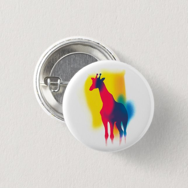 Colourful Spray Paint Giraffe Round Button (Front & Back)