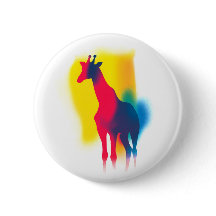Colourful Spray Paint Giraffe Round Button