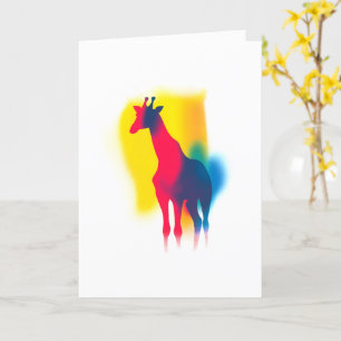 Colourful Spray Paint Giraffe Silhouette Card