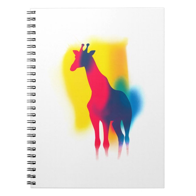Colourful Spray Paint Giraffe Silhouette Notebook (Front)