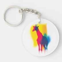 Colourful Spray Paint Giraffe Silhouette Round