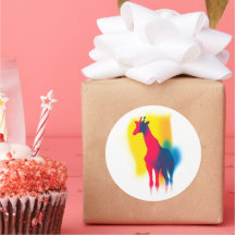 Colourful Spray Paint Giraffe Silhouette Stickers