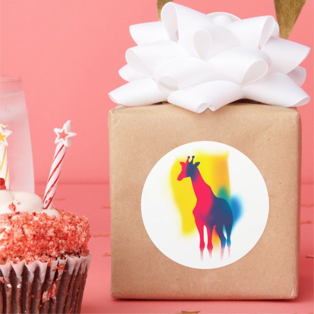 Colourful Spray Paint Giraffe Silhouette Stickers (Party)