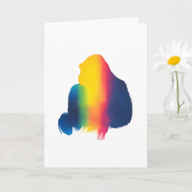 Colourful Spray Paint Gorilla Silhouette Card (Small Plant)