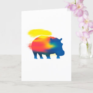 Colourful Spray Paint Hippopotamus Silhouette Card