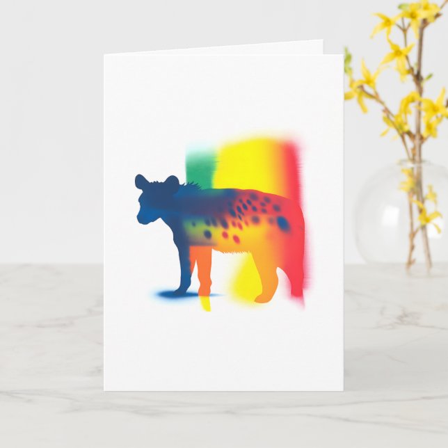 Colourful Spray Paint Hyena Silhouette Card (Yellow Flower)