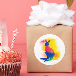 Colourful Spray Paint Kangaroo Silhouette Stickers