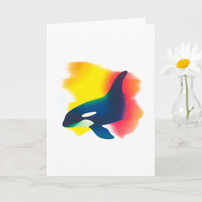Colourful Spray Paint Orca Silhouette Card (Small Plant)
