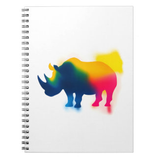 Colourful Spray Paint Rhinoceros Silhouette Notebook