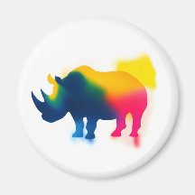 Colourful Spray Paint Rhinoceros Silhouette Round