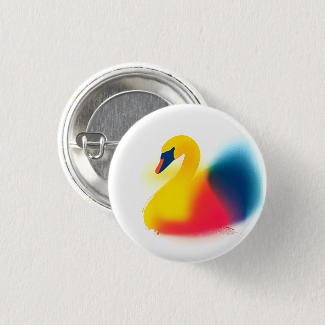 Colourful Spray Paint Swan Silhouette Round Button (Front & Back)