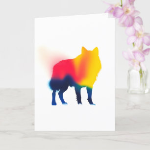 Colourful Spray Paint Wolf Silhouette Card