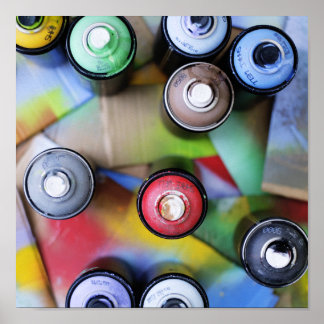 Colourful Spraycans Poster